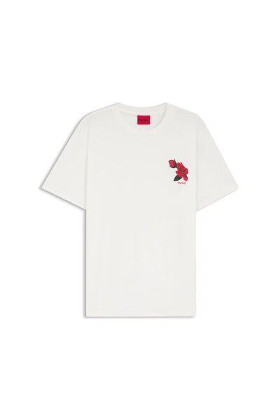 HUGO Gül Grafik Baskılı Pamuk Tişört