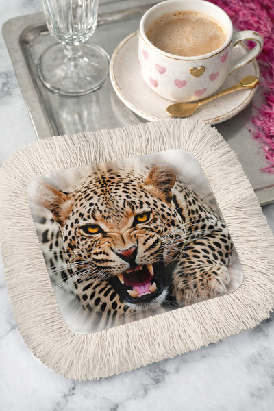 Evimde Bambaşka Wild Luxury Fringed Coffee Side Presentation Cocktail Napkin ...