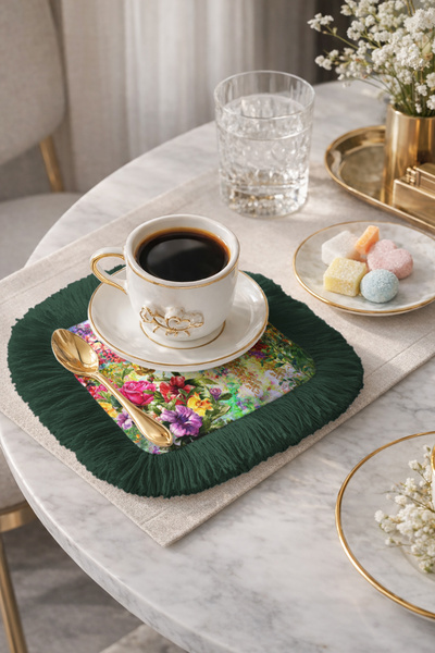 Evimde Bambaşka منديل تقديم أنيق مزين بالشراشيب من فلاور جاردن - منديل تقديم ...