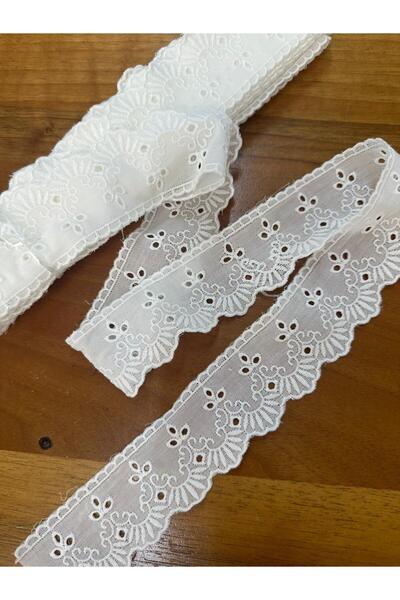 DUYGU KUMAŞ Krem 6 Numaralı Desen Fisto Güpür Top