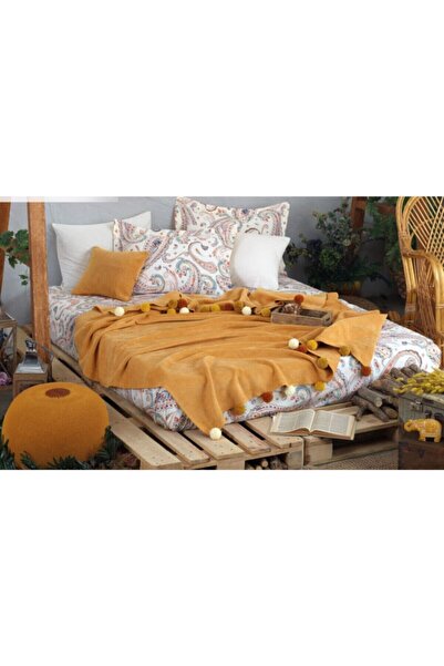 Altınbaşak Goodnight Istanbul Boho Chic Blanket Set Mustard