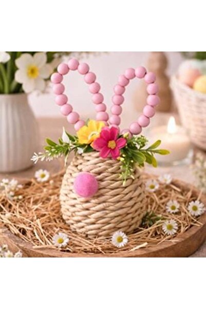 OEM Ou de Paște decorativ roz cu mărgele 17 cm
