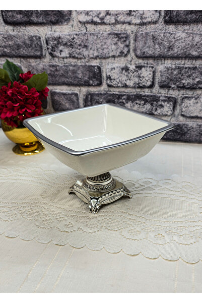 SEÇKİNEV Pisa Deep Kase River Footed Square Porcelain Bowl 22*21cm