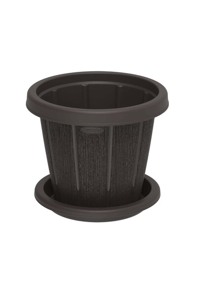 Cosmoplast Cedargrain Flowerpot with Tray 16"