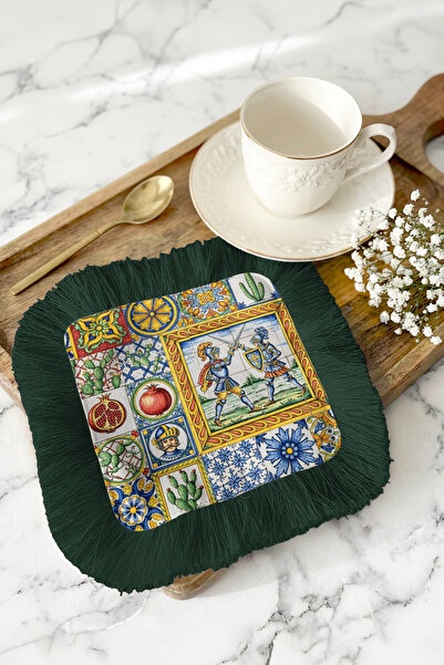 Evimde Bambaşka منديل تقديم بتصميم البحر الأبيض المتوسط ​​مع شراشيب - منديل أ...