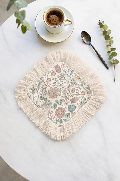 Evimde Bambaşka Șervețel de prezentare cu franjuri pentru grădina florală rom...