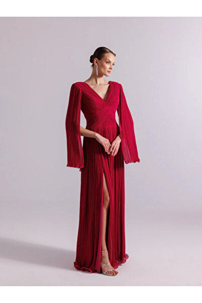 Kenzel Long Sleeve Flared Evening Dress