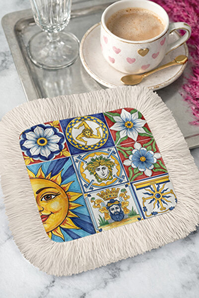 Evimde Bambaşka Șervețel de prezentare cu franjuri, iconic, clasic, stil medi...