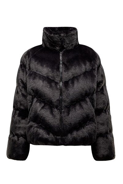 Nike Women's Faux Fur Jacket Sportswear Windpuffer Black