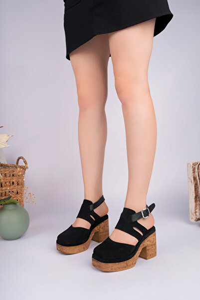 NOSEY SHOES Karen Model Genuine Leather Closed Front Ankle Buckle Platform Th...