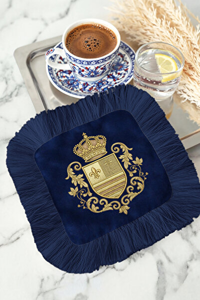 Evimde Bambaşka Кралска салфетка с кант и ресни за кафе - Кралски дворец Клас...
