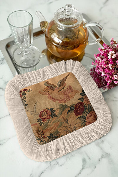 Evimde Bambaşka Βίντατζ χαρτοπετσέτα παρουσίασης με μοτίβο αγγέλου και κρόσσι...