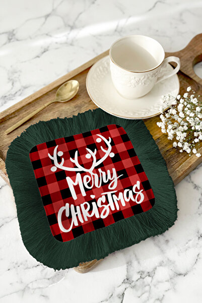 Evimde Bambaşka مناديل عيد الميلاد المجيد ذات الأهداب - مناديل ذات أهداب بتصم...