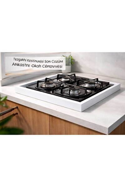 efecraft Ankastre Ocak Çerçevesi 60x53 cm – Tezgah Delmeden Kurulu (İç 56,5x4...