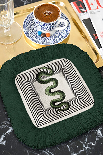 Evimde Bambaşka Елегантна салфетка с ресни и змийски мотив - луксозна бохемск...