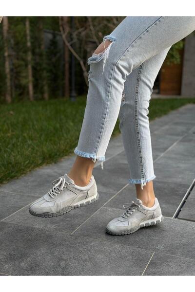 DİVA ROSA Gri Deri Kadın Günlük Spor Ayakkabı