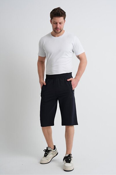 Shooter Sportswear Navy Blue Men's Summer Capri Pants, Comfortable Fit, Zippe...