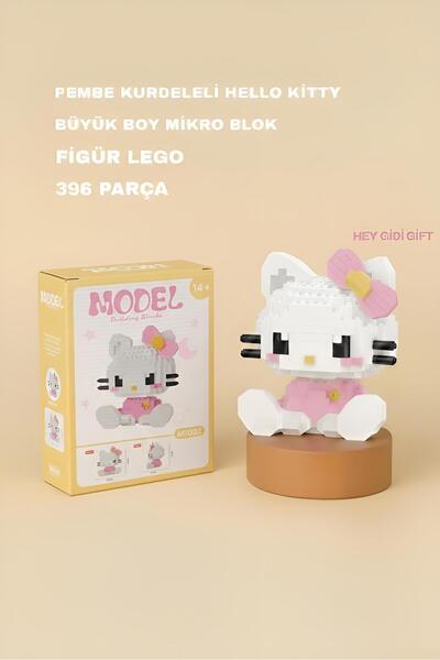 HEY GİDİ GİFT Pembe Kurdeleli Hello Kitty Model Karakter Figürü Bricks 3D Yap...