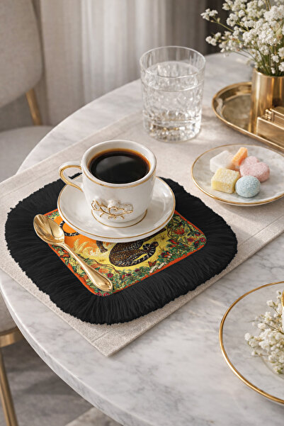 Evimde Bambaşka Луксозна салфетка с ресни Wild Leopard - Екзотична сафари бох...