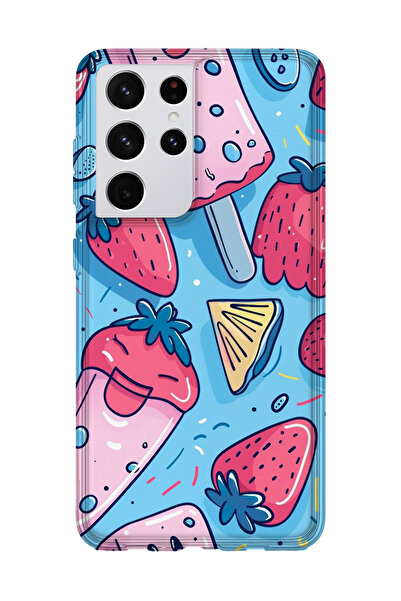 lelia حافظة هاتف شفافة مطبوعة متوافقة مع هاتف سامسونج جالاكسي S21 الترا |   م...