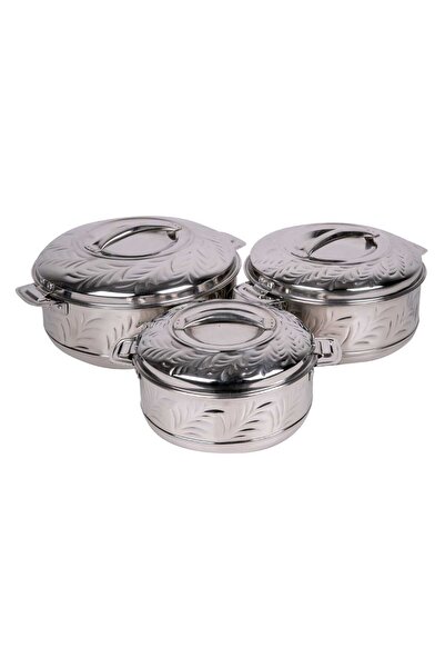 Chefline Stainless Steel Hotpot, Royal Naksh, 1.5 Ltr + 2.5 Ltr + 3.5 Ltr