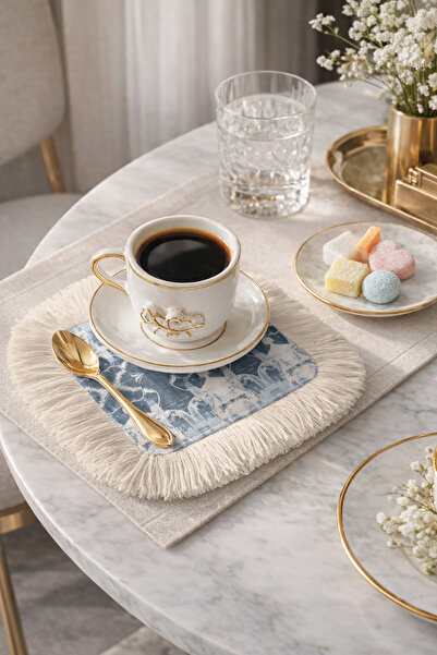 Evimde Bambaşka منديل فاخر مزخرف بنقوش مزدوجة وشراشيب - منديل بوهيمي هندسي تج...