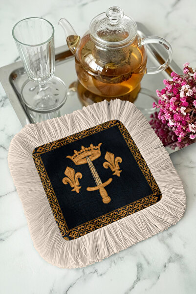 Evimde Bambaşka Χαρτοπετσέτα Παρουσίασης με Βασιλικό Έμβλημα και Κρόσσια - Κο...