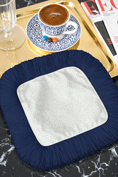 Evimde Bambaşka Κομψή χαρτοπετσέτα παρουσίασης με μοτίβο φύλλων και κρόσσια -...