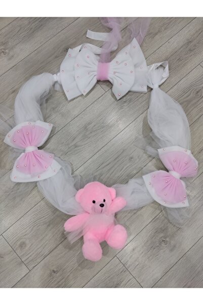 Handmade Pink teddy bear baptismal font decoration