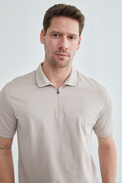 Fulla Moda Half Zip Polo Collar T-Shirt
