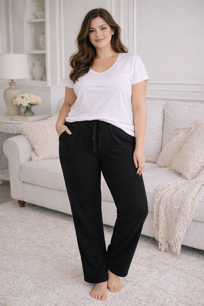 REMSA Large Size Women's Viscose Fabric Combed Cotton Battal Single Pajama Bo...