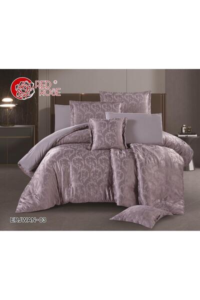 REDROSE COLOR King size double bed sheet set in microfiber, 8 pieces - 240*260
