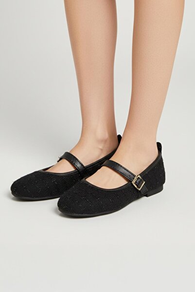 Rays 7045 Balerini cu centură cu sclipici, negri