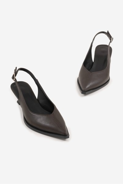 Atelier Lakonia Women's Bitter Brown Mini Plain Heeled Pointed Toe Classic Shoes