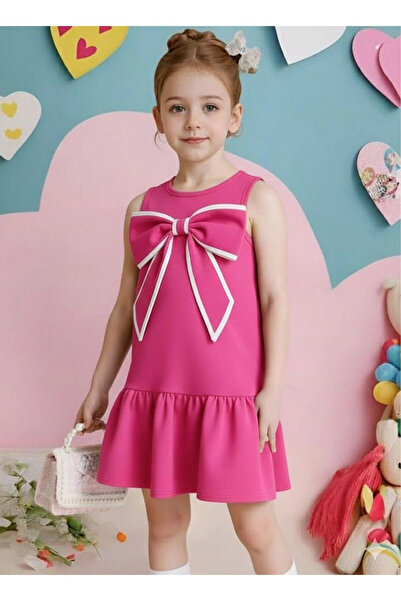 npLStore Girl's Ruffle Sleeveless Dress with Ribbon Detail