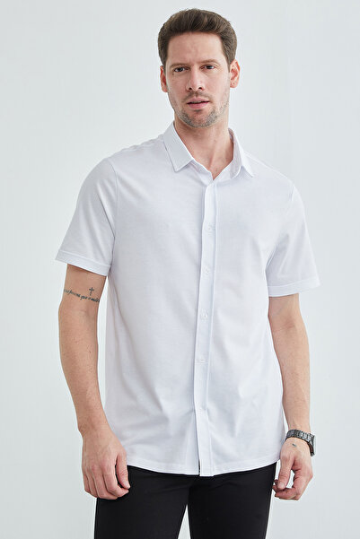 Fulla Moda Basic Buttoned Short Sleeve Shirt