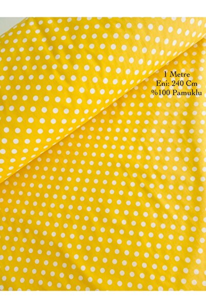 seyranat 1 Metre, Eni 240 Cm Sarı Beyaz Puantiyeli, Puanlı, Yuvarlak Desenli ...