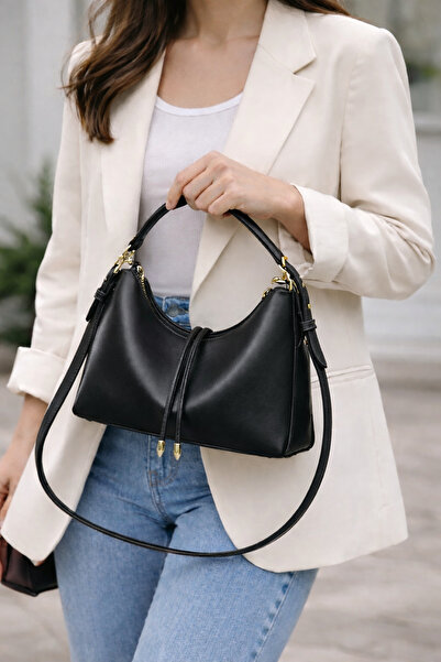 Women's Shoulder Bag & Handbag Leather Look Crossbody Casual Stylish Design Black