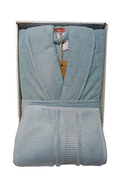 Özdilek Цветен халат + кърпа за баня Şalyaka - Aqua 100% памук