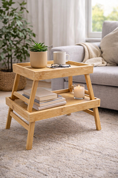 Formare Doğal Bambu Sehpa (Tekli) – Minimal Yan Sehpa, Dekoratif Mini Masa, S...