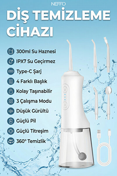 NEFFO Ağız Duşu Şarj Edilebilir Diş/protez Bakım Ve Ağız Duşu, 4 Farklı Mod, ...