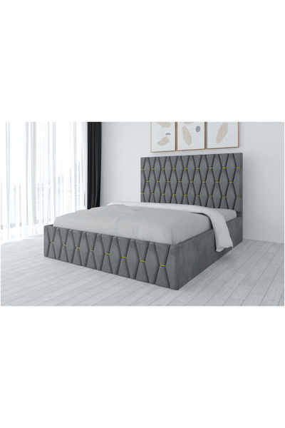 MobilaStefan Pat tapițat Oscar Gri fără saltea 120 x 200