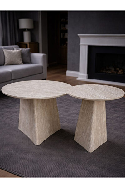 BEC22 Modern geometric wooden coffee table set