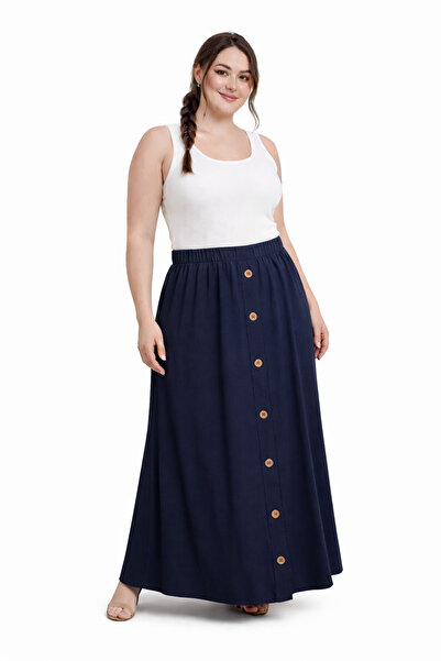VAYE COLLECTION Lastikli Bel Viskon Penye Etek Düğme Detaylı Önü Açılmaz Stan...