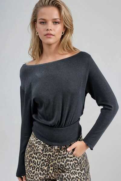 Hiccup BUSEM long-sleeved, boat-neck elastic blouse
