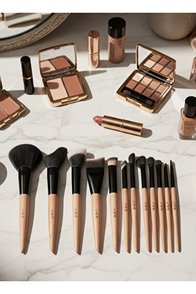 Yallabena 12-Piece Makeup Brush Set – Long Handle, Natural Beech Wood & Goat ...