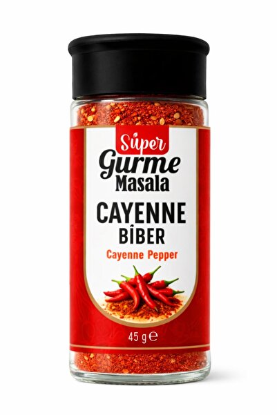 Super Gurme Masala Cayenne Pepper 45 g – Öğütülmüş Acı Kırmızı Biber – Cam Şişe