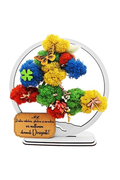 OEM Decorative Painting - Bonsai with Stabilized Lichens and Decorative Accents