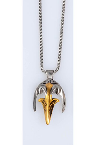 AGB قلادة بتصميم غوطي على شكل غراب مع درع (100% من الفولاذ الجراحي 316L)