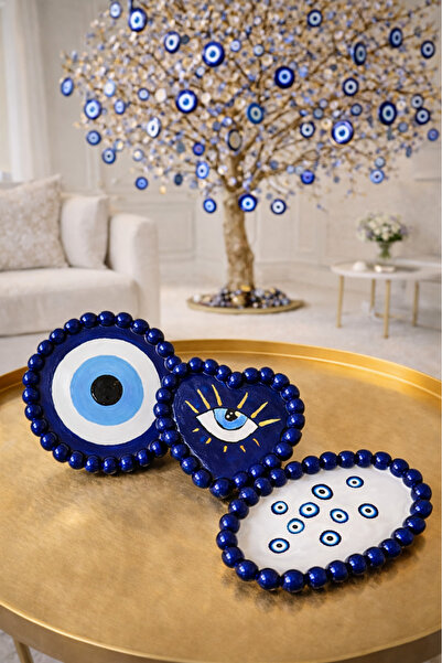 Maison Candle&Co 🧿 Nazar Koleksiyonu – 3’lü Dekoratif Tabak Seti